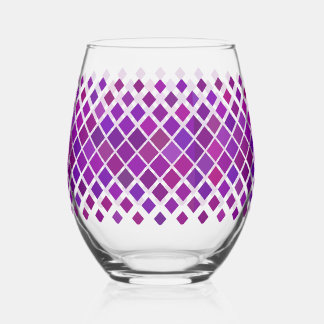 Purple Magenta Diamonds Design Stemless Wine Glass
