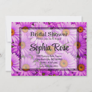 Purple magenta floral sunflower dark pink daisies invitation