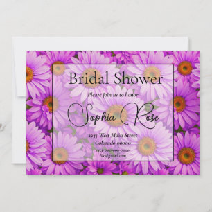Purple magenta floral sunflower dark pink daisies invitation