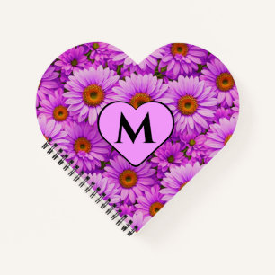 Purple magenta floral sunflower dark pink daisies notebook