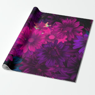 Purple magenta modern floral pattern wrapping paper