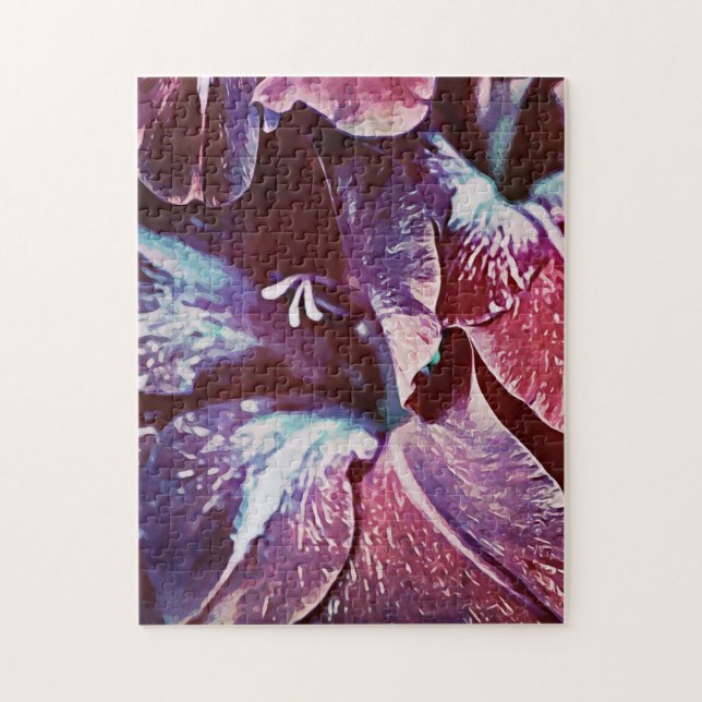 Purple Magenta Painted Gladiolus Flower Puzzle (Vertical)