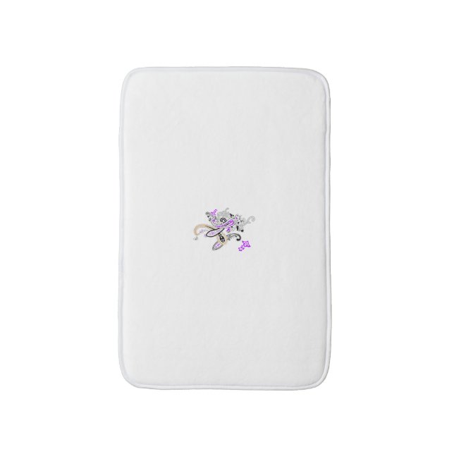 Purple-Magenta, Reddish Orange, Tealish Blue Girly Bath Mat (Front Vertical)