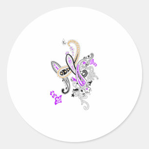 Purple-Magenta, Reddish Orange, Tealish Blue Girly Classic Round Sticker