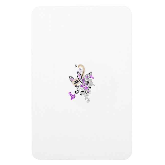 Purple-Magenta, Reddish Orange, Tealish Blue Girly Magnet (Vertical)