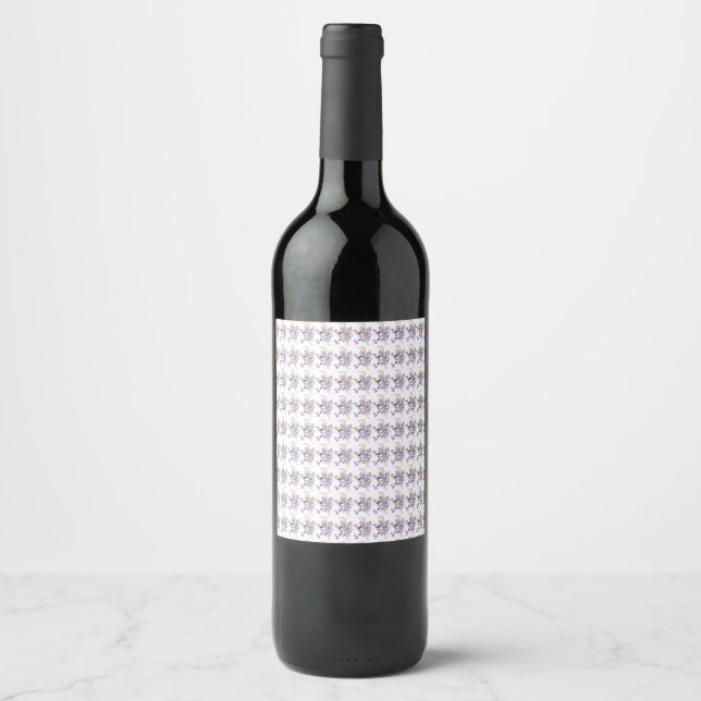 Purple-Magenta, Reddish Orange, Tealish Blue Girly Wine Label (Front)