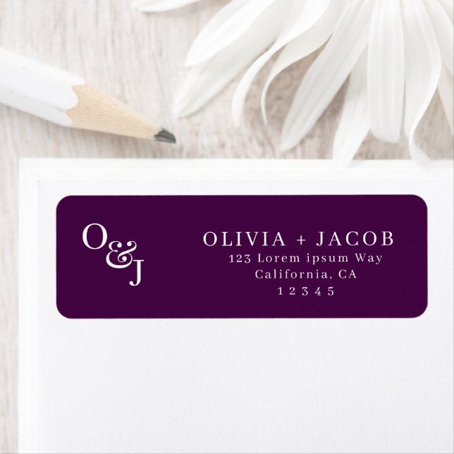Purple magenta stylish script Monogram Wedding (Insitu)