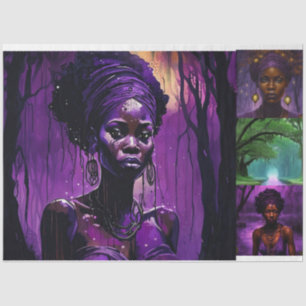 Purple Magic African American Voodoo Decoupage  Tissue Paper
