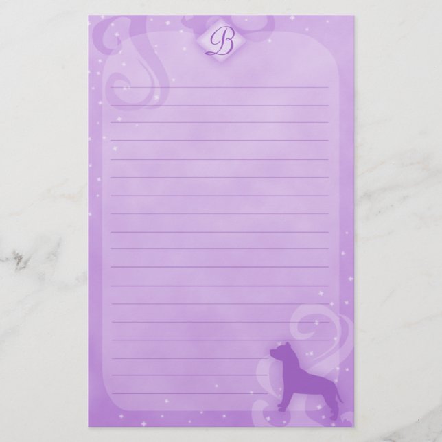 Purple Magic American Pit Bull Terrier Stationery (Front)