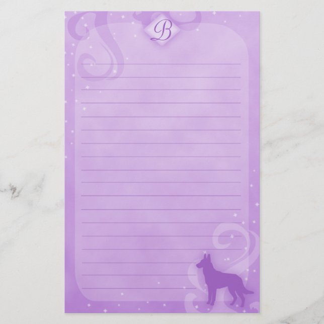 Purple Magic Belgian Malinois Stationery (Front)
