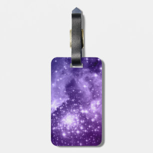 Purple Magic Celestial Stars Art Luggage Tag