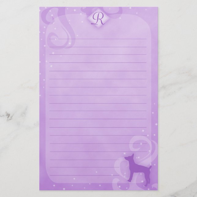 Purple Magic Rat Terrier Stationery (Front)