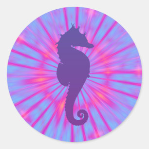 Purple Magic Sea Horse Classic Round Sticker