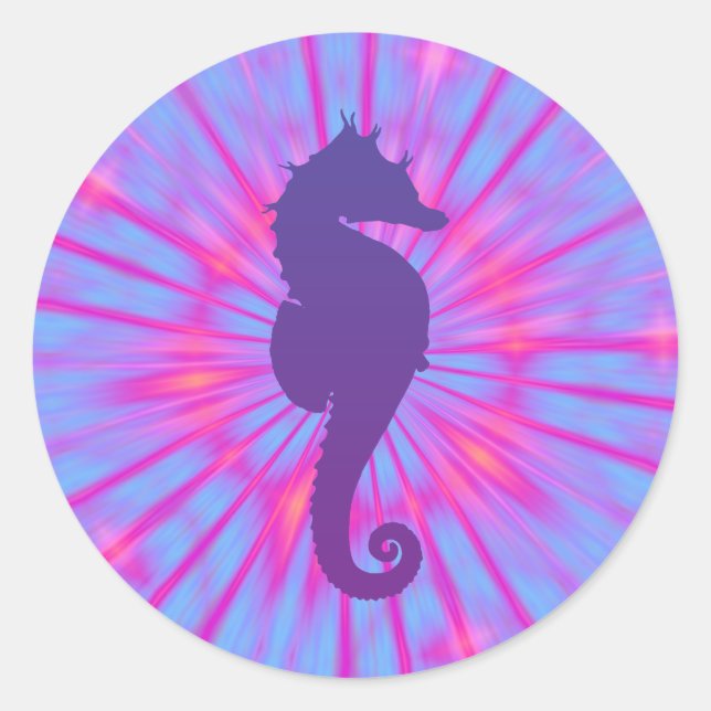 Purple Magic Sea Horse Classic Round Sticker (Front)