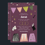 Purple Magic Show Bar Bat Mitzvah Invitation<br><div class="desc">Delight your guests with a show-stopping Magic Show theme. This playful design features hand-drawn illustrations full of fun and eye-catching magic! Customise with your own party details and round out the party with the full Magic Show party supply suite.</div>