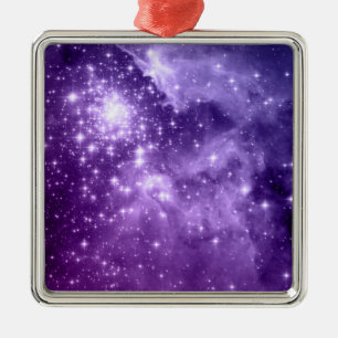 Purple Magic Stars Celestial Space Photo Metal Tree Decoration