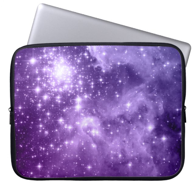 Purple Magic Stars Laptop Sleeve (Front)