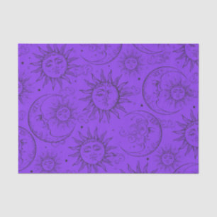 Purple Magic Vintage Celestial Sun Moon Stars Tissue Paper