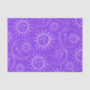 Purple Magic Vintage Celestial Sun Moon Stars Tissue Paper