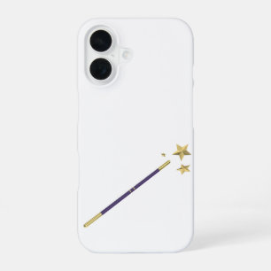 Purple magic wand with three golden stars iPhone 16 case