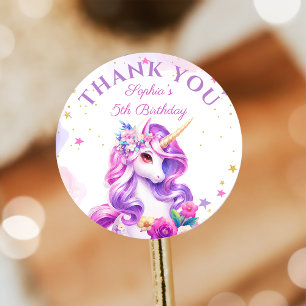 Purple Magical Unicorn Birthday Sticker