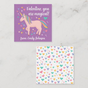 Purple Magical Unicorn Kids Classroom Valentine Card
