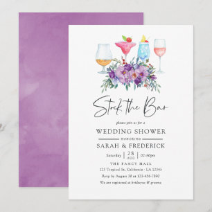 Purple Magnolia and Roses Stock the Bar Invitation