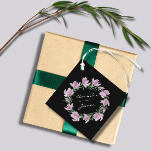 Purple Magnolia Floral Watercolor Favour Tags