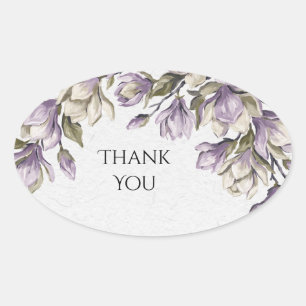Purple Magnolia Wedding Thank You Sticker