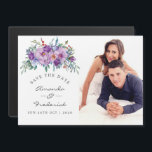 Purple Magnolias and Roses Wedding Save the Date Magnetic Invitation<br><div class="desc">Purple flowers in a hand painted bouquet magnetic wedding save the date cards designed to be quickly and easily customised for your special day.</div>