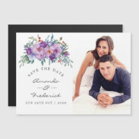 Purple Magnolias and Roses Wedding Save the Date