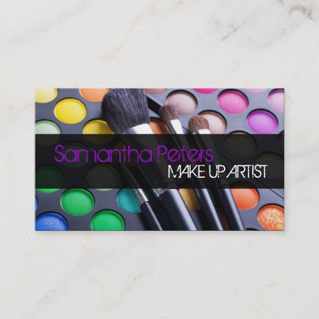 Purple Make Up Artist Palette Brush Business Card (Front)