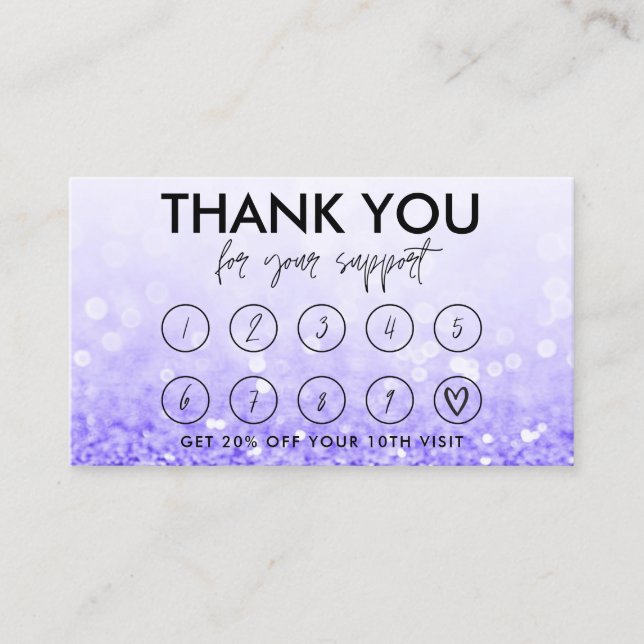 Purple Makeup Hair Logo Loyalty Card (Front)