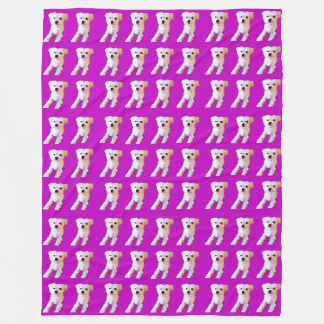Purple Maltese Dog Cute White Cuddle 4Winston Fleece Blanket (Front)