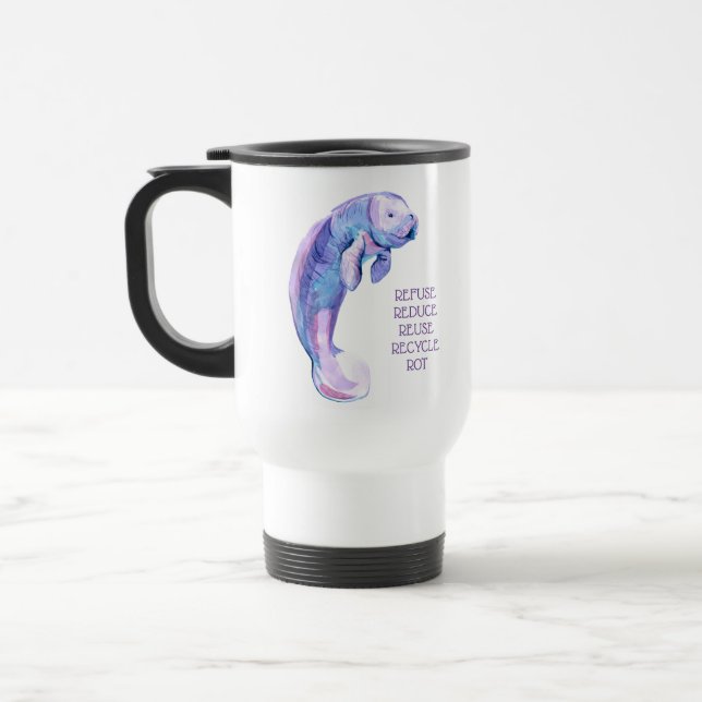 Purple manatee travel mug (Left)