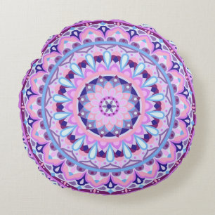 Purple Mandala Boho Cosy Meditation Geometric Round Cushion