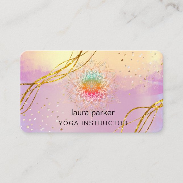 Purple Mandala Boho Meditation Holistic Yoga Business Card (Front)