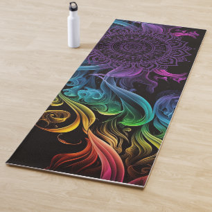 Purple Mandala Bold Black Colorful Chakra Yoga Mat