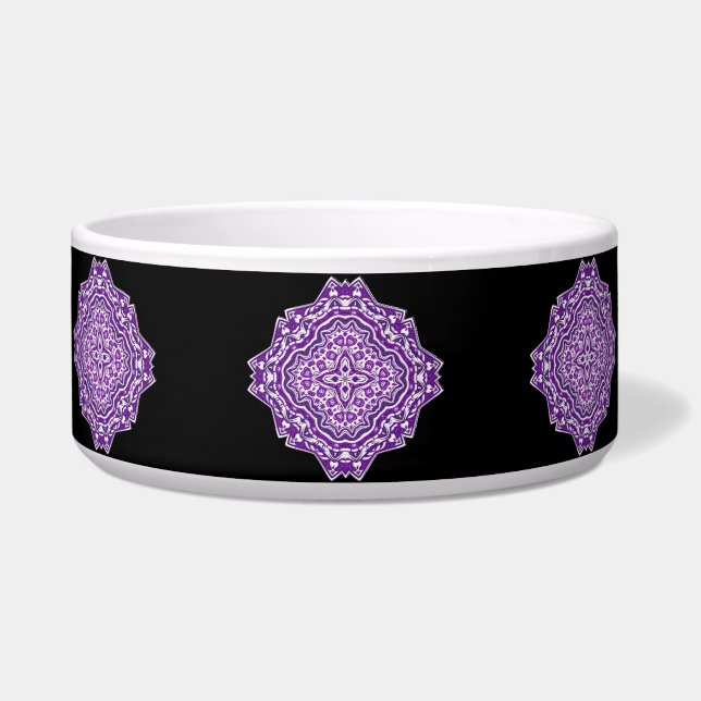 purple mandala cat food bowl (Front)