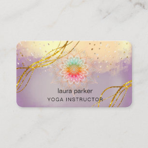 Purple Mandala Gold Meditation Holistic Elegant Business Card