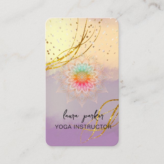 Purple Mandala Gold Meditation Holistic Elegant    Business Card (Front)