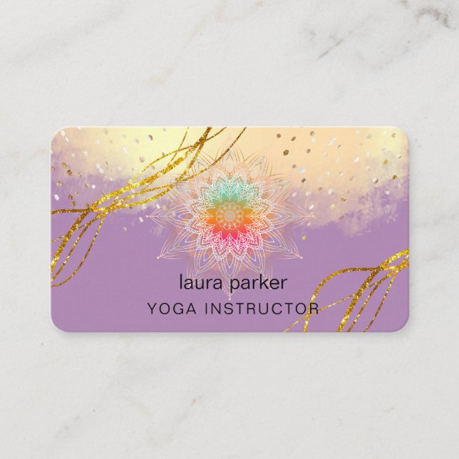Purple Mandala Gold Meditation Holistic Elegant    Business Card (Front)