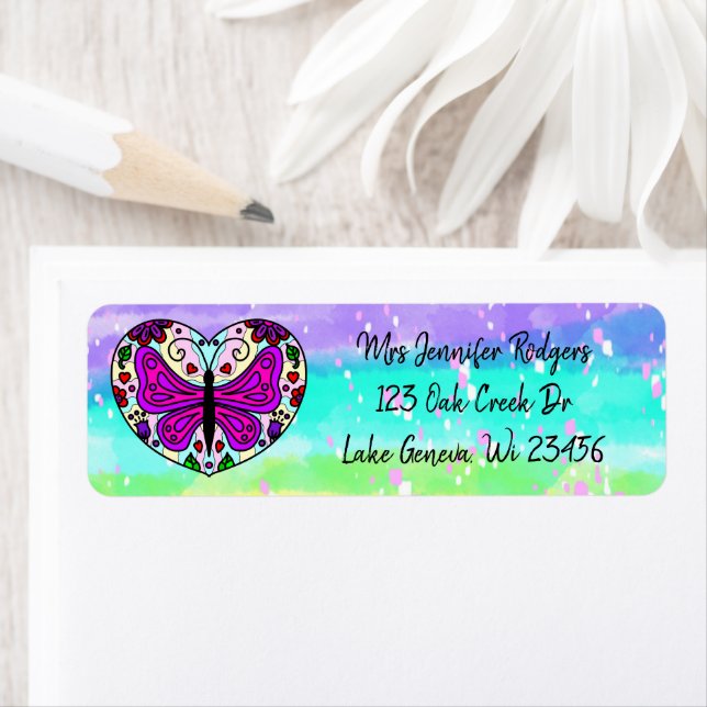 Purple Mandala Heart with Butterfly  (Insitu)