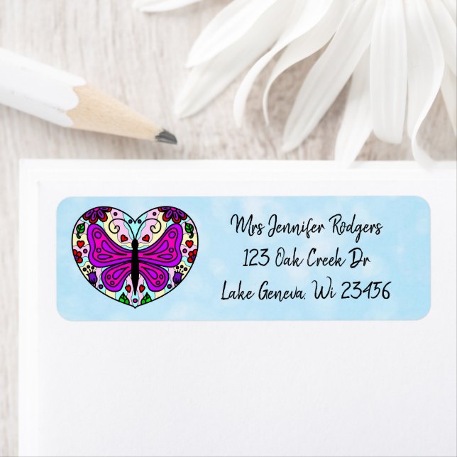 Purple Mandala Heart with Butterfly  (Insitu)