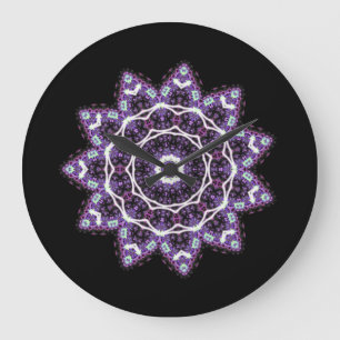 Purple Mandala Large Clock