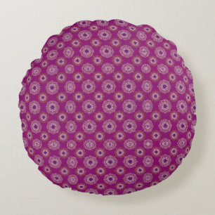 Purple Mandala Pattern Boho Reversible Round Cushion