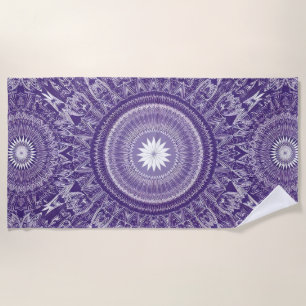 Purple Mandala Print Beach Towel
