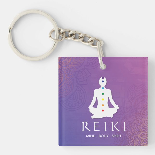 Purple Mandala Reiki Keychain (Front)