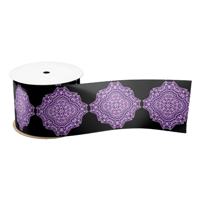 purple mandala ribbon satin ribbon (Spool)