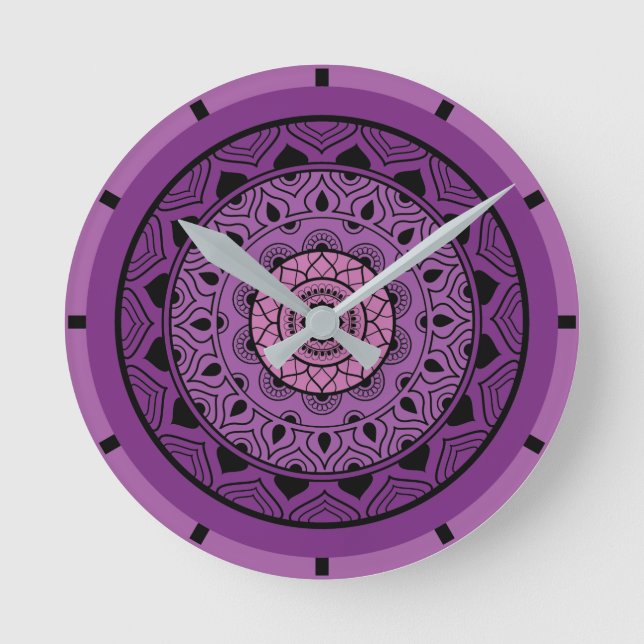Purple Mandala Round Clock (Front)